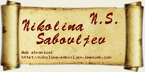 Nikolina Sabovljev vizit kartica